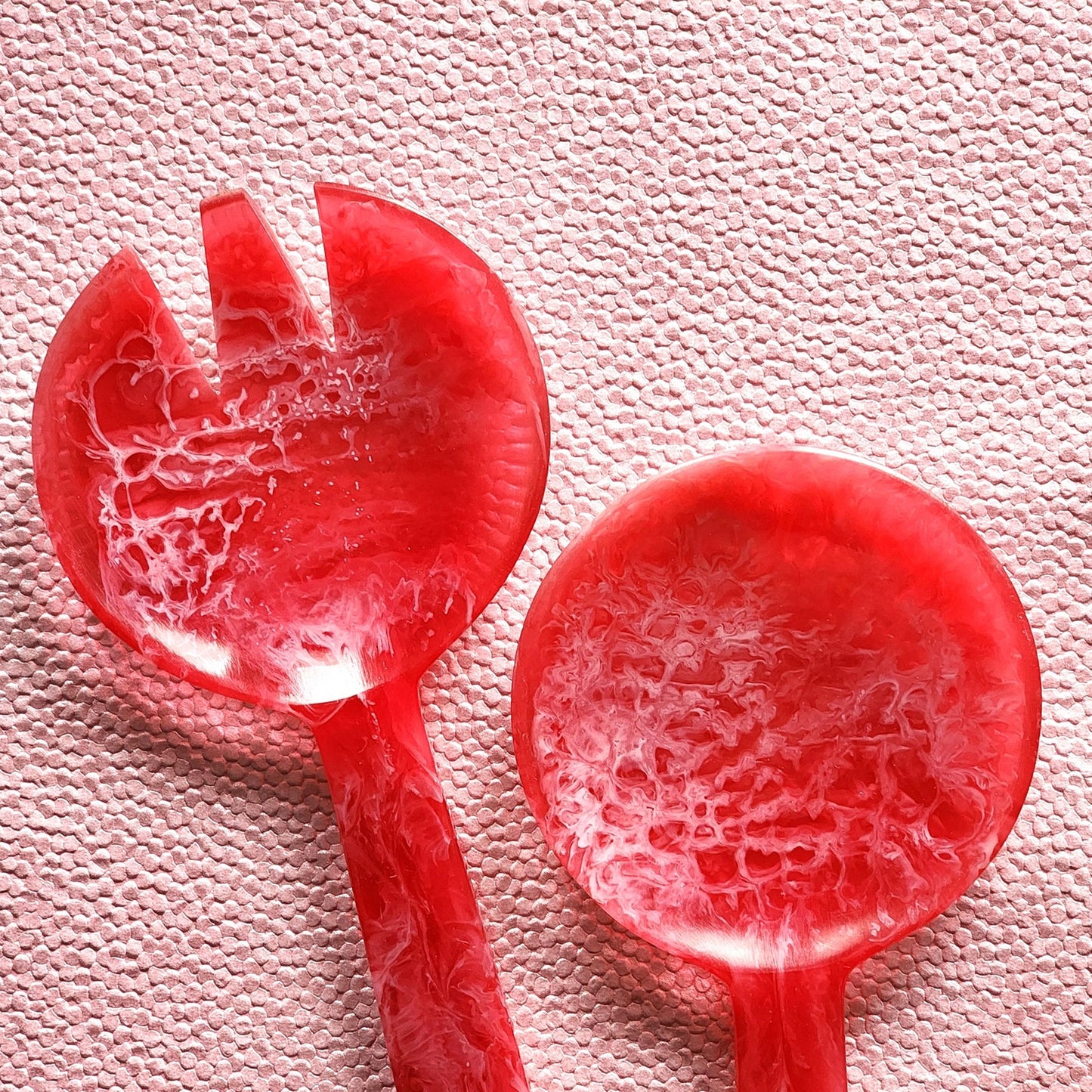 Hand-Poured Resin Salad Set in Red