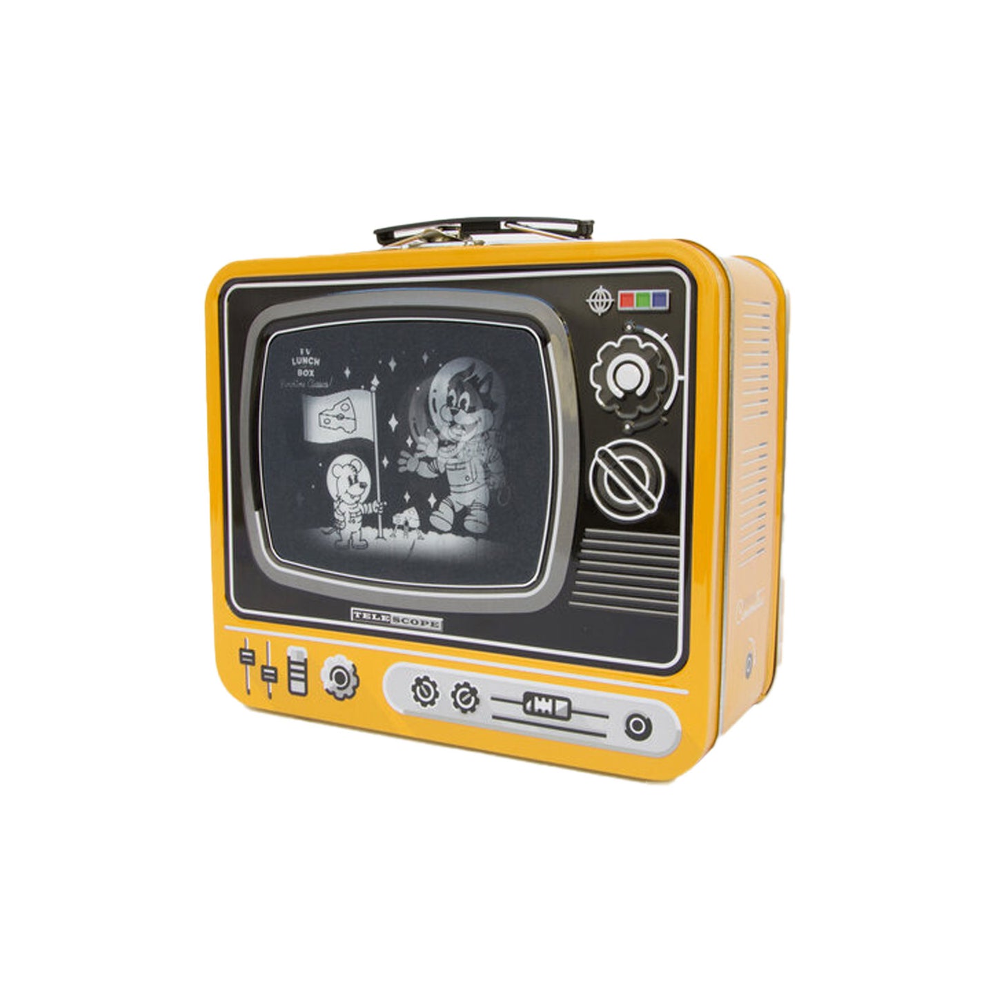 Retro TV Cartoon Lunch Box in Yellow