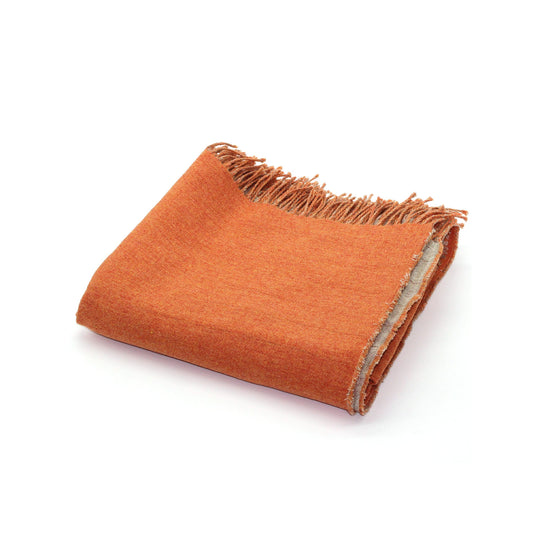 Linen/Merino Wool Reversible Throw in Orange