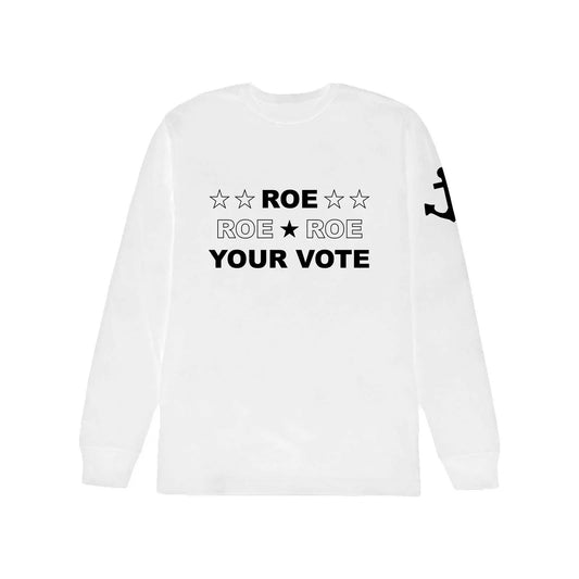 Modern General® Artwear "Roe Your Vote" Long Sleeve T-Shirt in White and Black