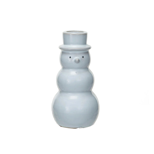 Stoneware Snowman Candle Holder in White