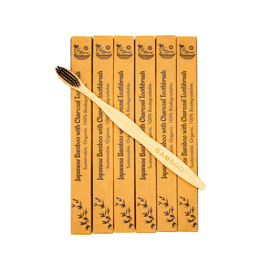 Japanese Bamboo Toothbrushes, Set of 6