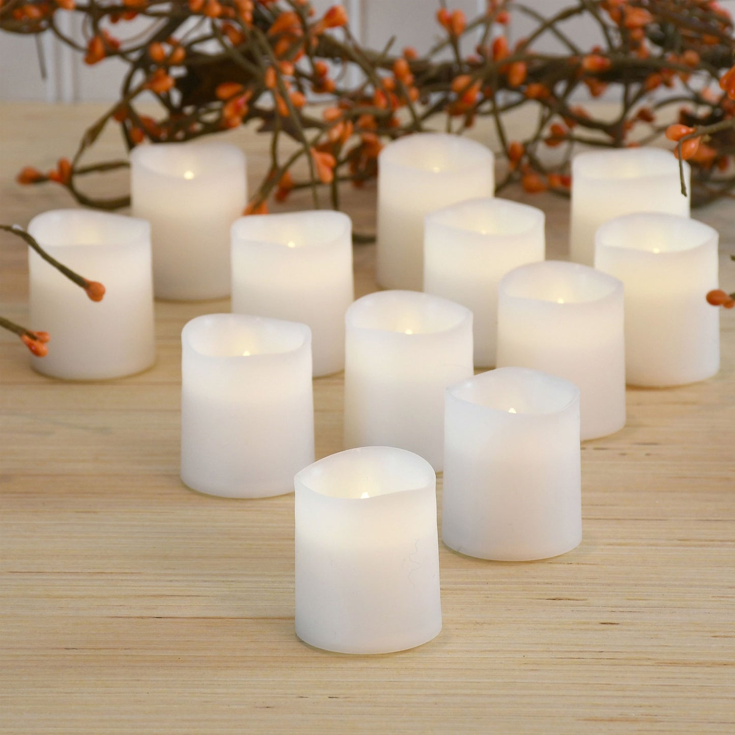 Battery Operated LED Votive Candles in Soft White, Set of 12