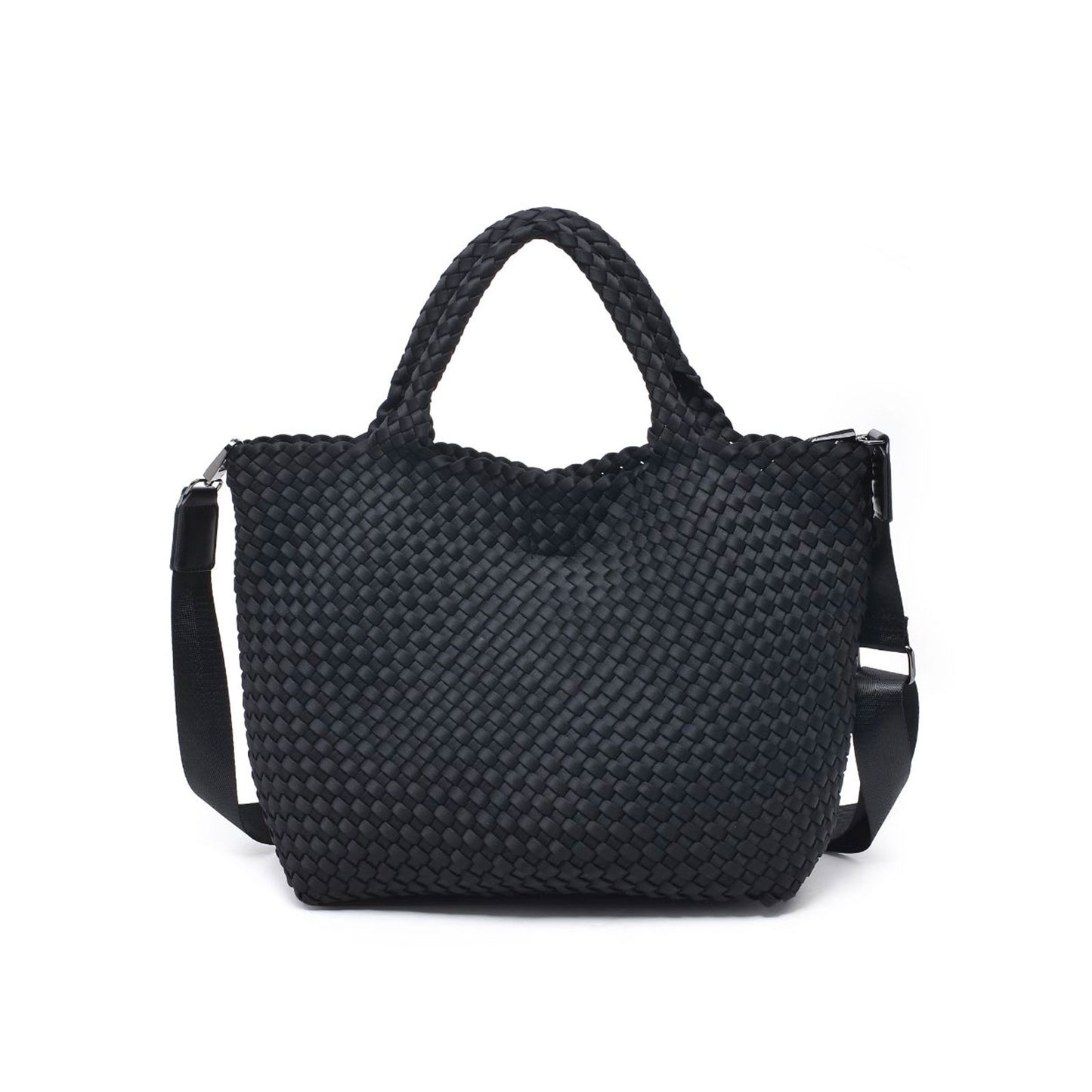 Medium Woven Neoprene Tote in Black