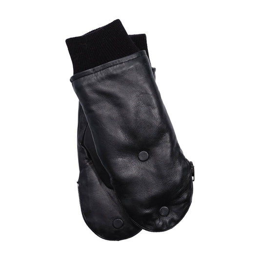 Zip-Top Glove with Faux Fur Lining in Black/Cream