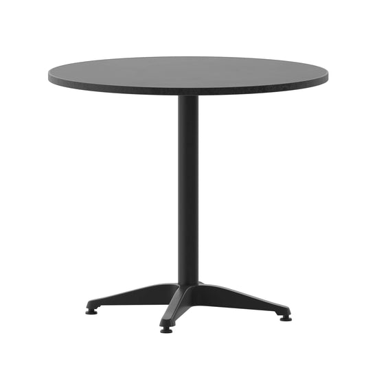 31.5RD Black Metal Indoor-Outdoor Table w/ Base
