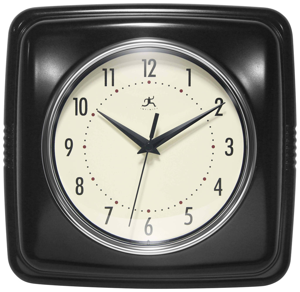 Retro Square Black Indoor Wall Clock 9.25"