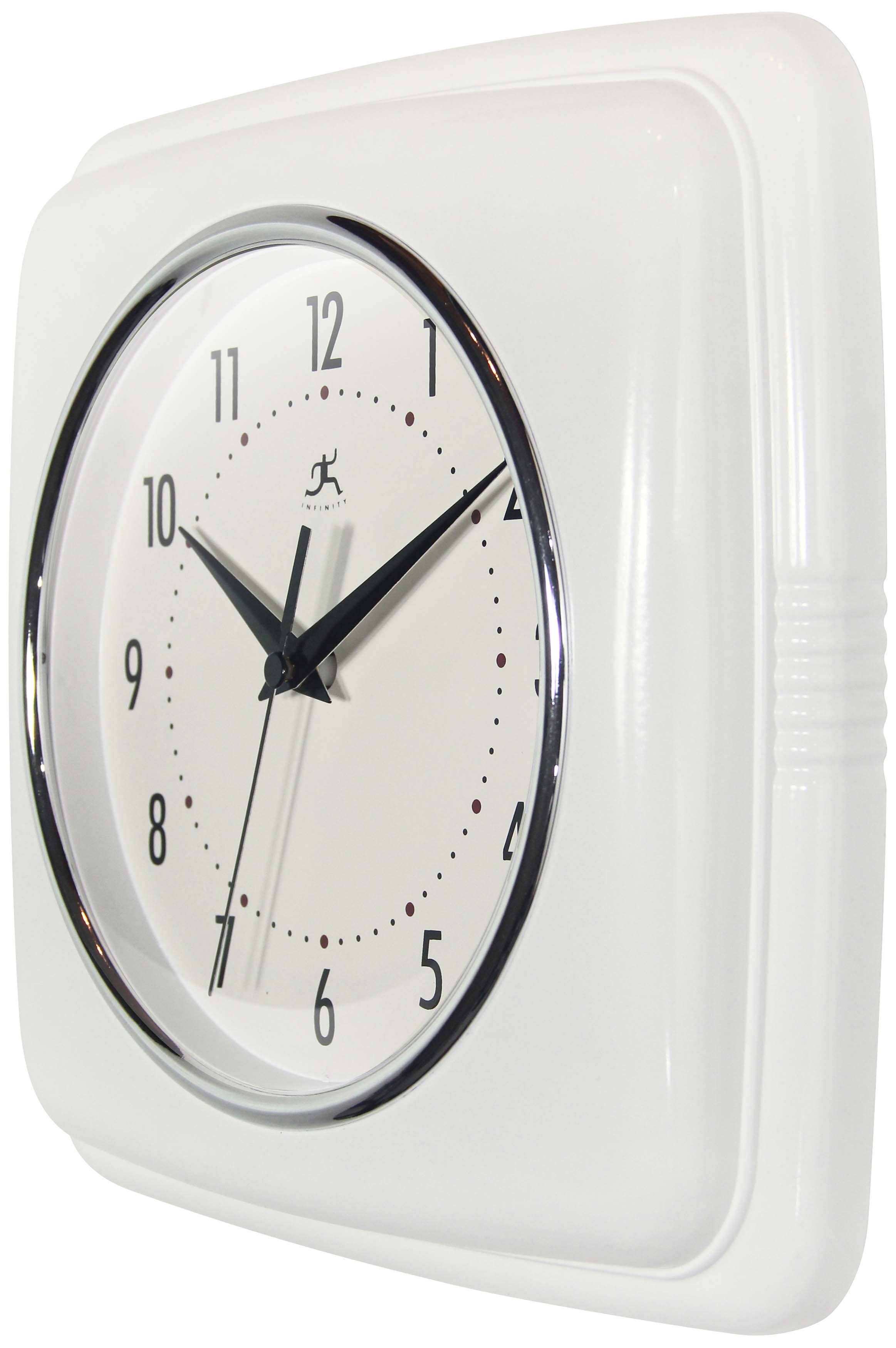 Retro Square White Indoor Wall Clock 9.25"