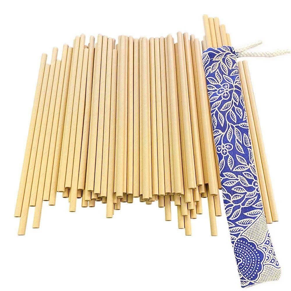 "Sip & Save" Disposable Bamboo Straws, 100 Pieces