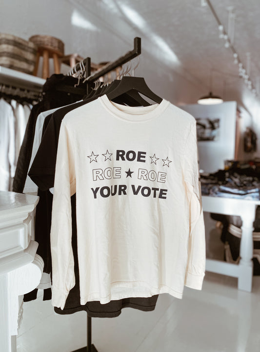 Modern General® Artwear "Roe Your Vote" Long Sleeve T-Shirt in Ivory