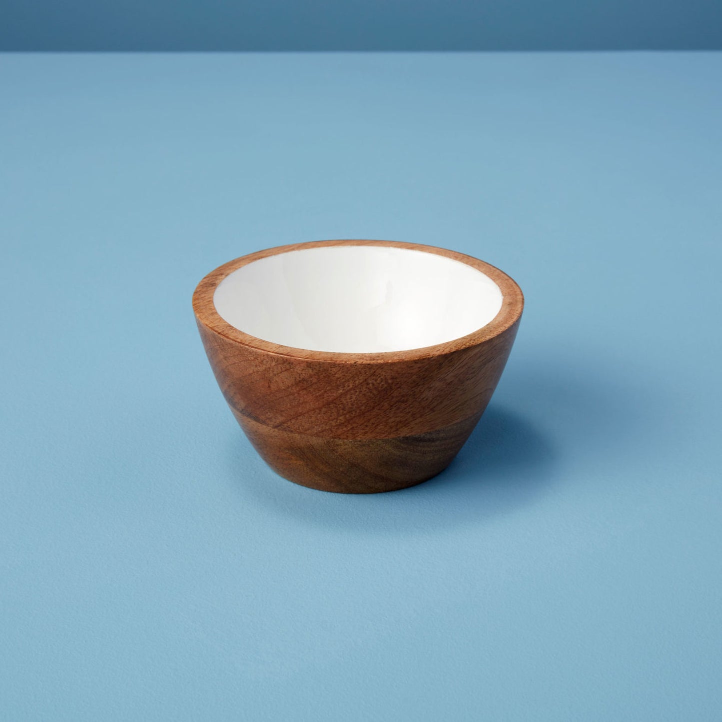 Mango Wood and White Enamel Bowl, Small