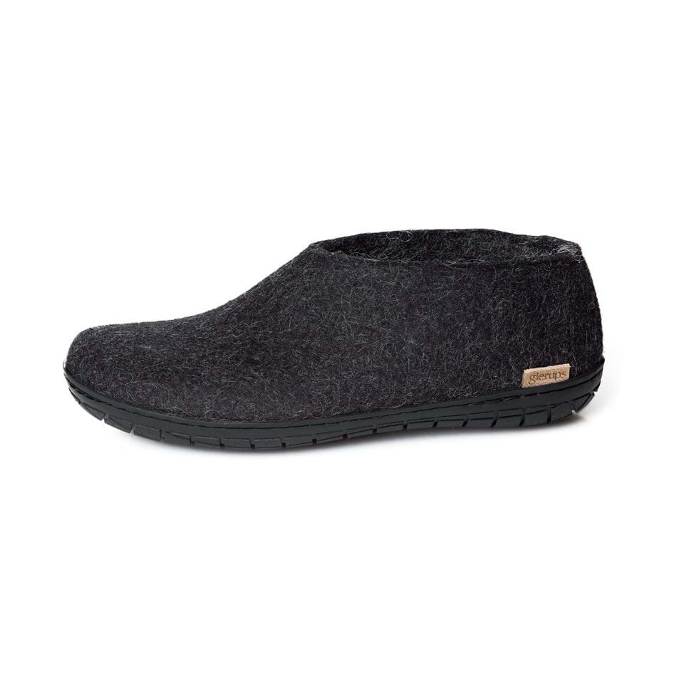 Glerups Wool Shoe Slipper, Rubber Black Sole