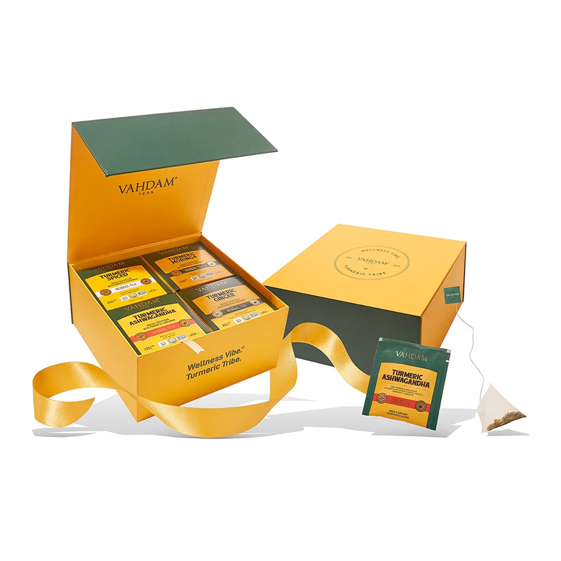 Vahdam Teas Organic Turmeric Wellness Box, 4 Teas/60 sachets