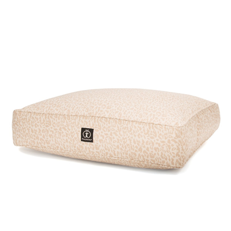 Heathered Rectangle Dog Bed, Natural Leopard
