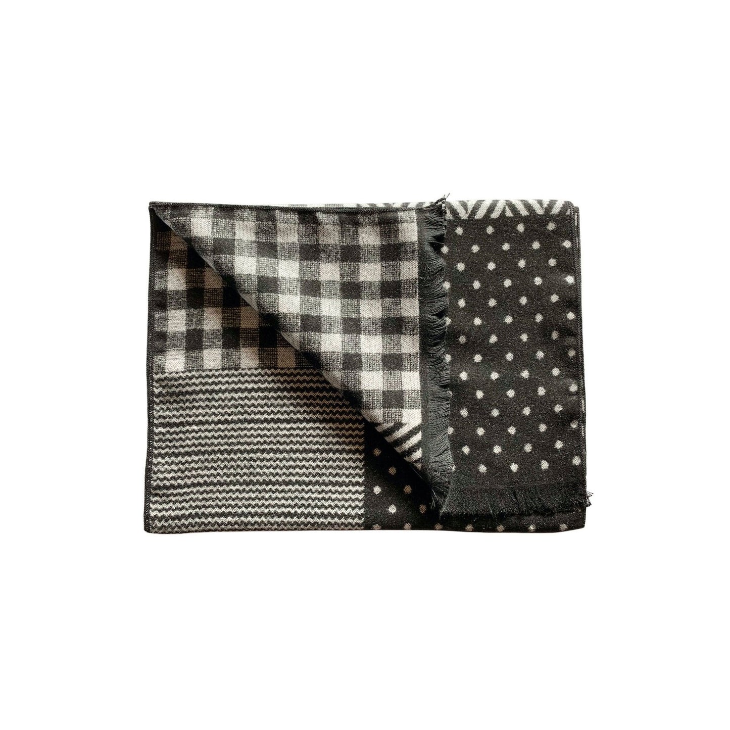Black and White Check & Dot Bamboo Scarf