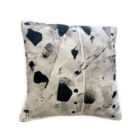 23" Handpainted Pillow, Black on Beige