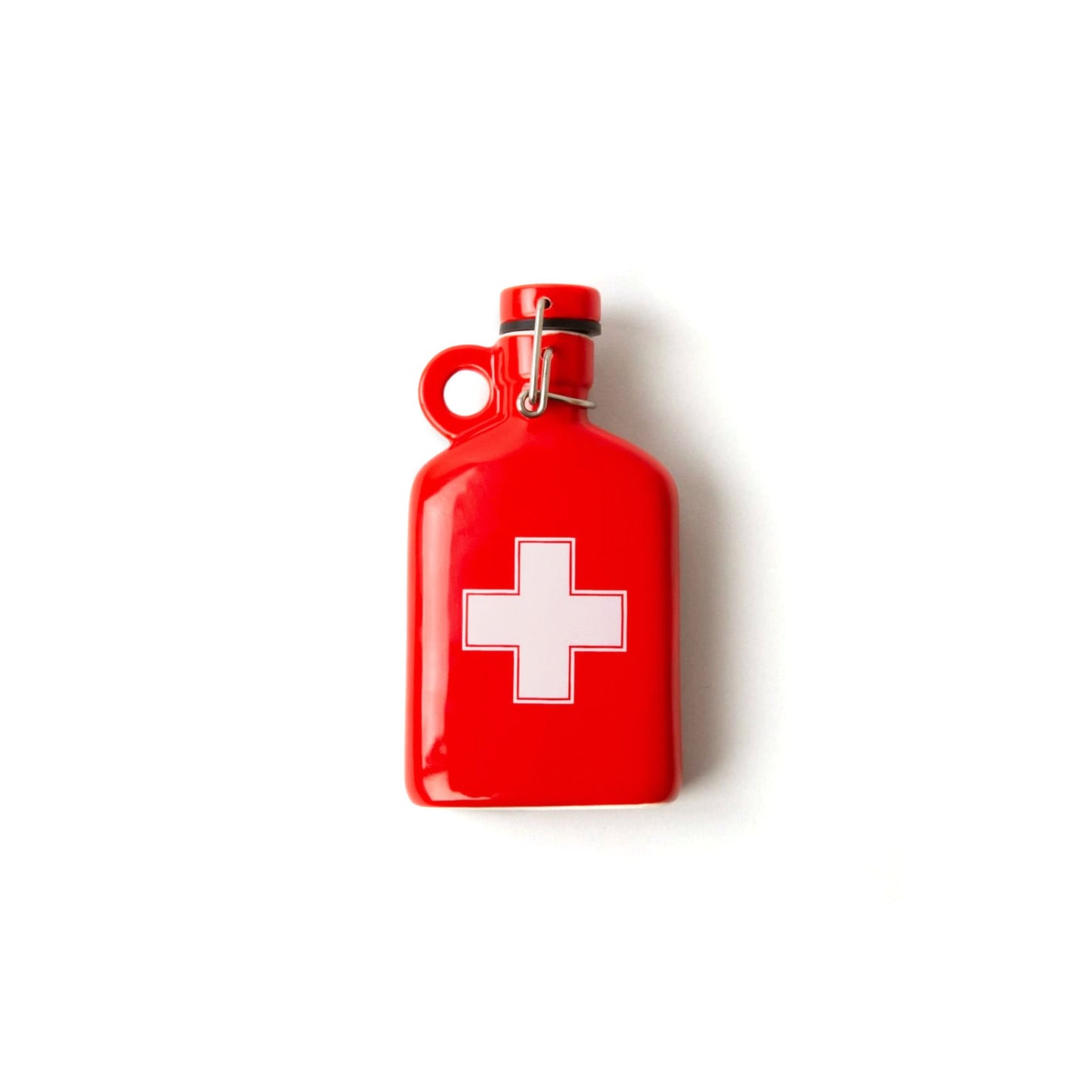 Apothecary Red Ceramic Flask