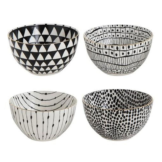 Black & White Stoneware Bowl, 4 Styles