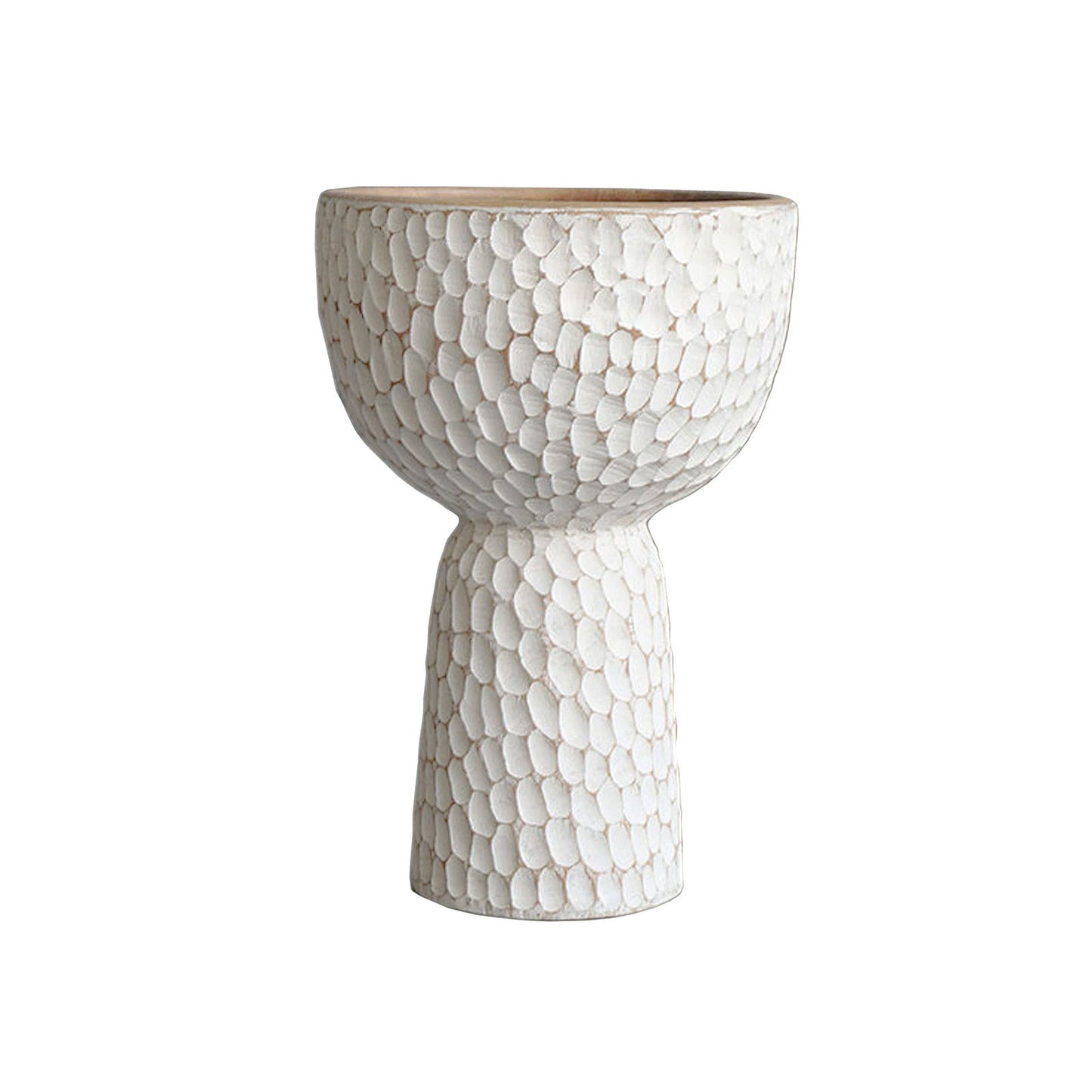 Carved Bubble Teak Bowl, Tall