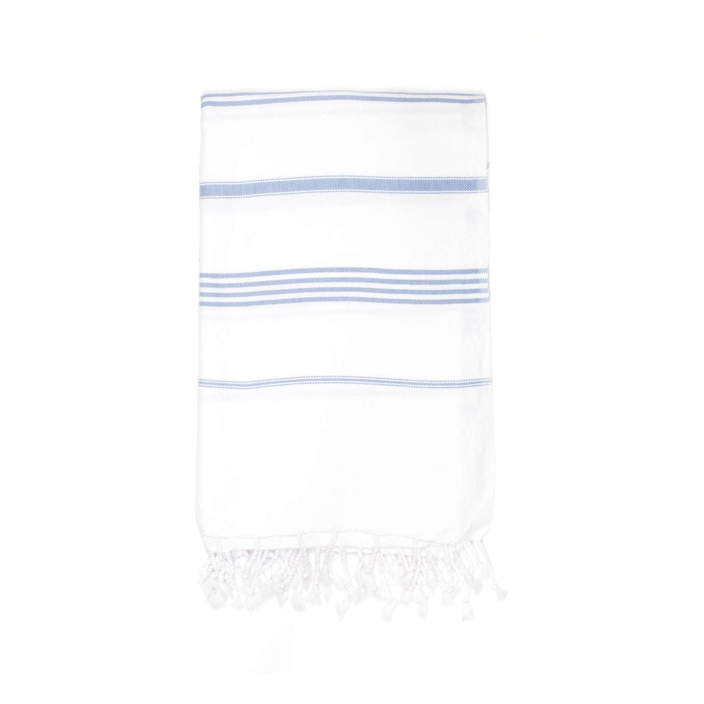 Classic Turkish Towel in White with Blue Stripes