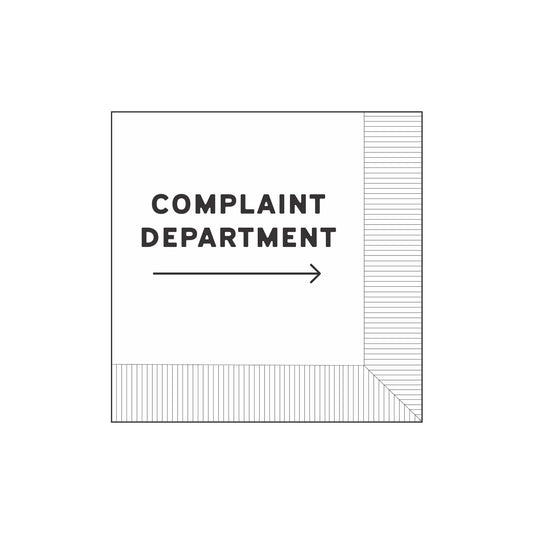 Modern General® Cocktail Napkin, Complaint Department