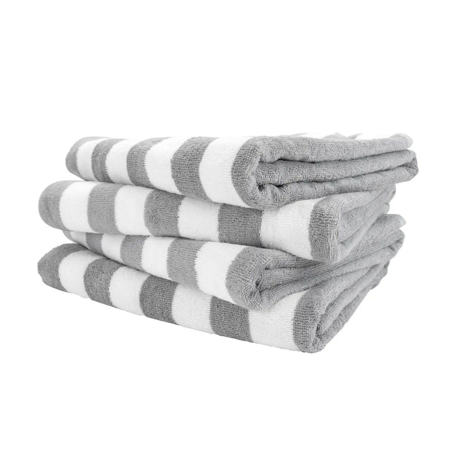 Cotton Cabana Beach Towel, Light Gray Stripe, Set of 4