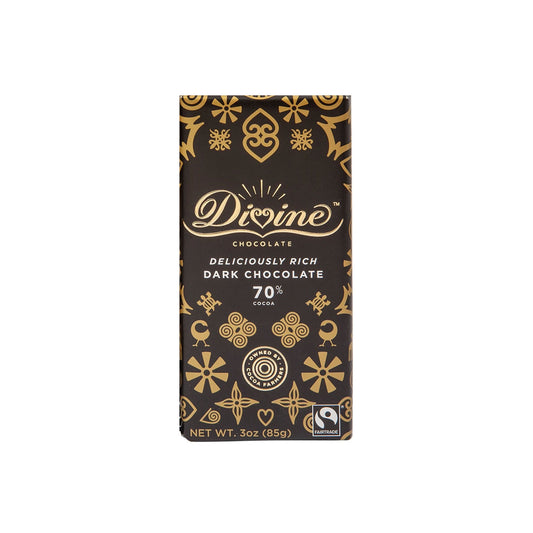 Divine Bar, 70% Dark Chocolate 3oz.
