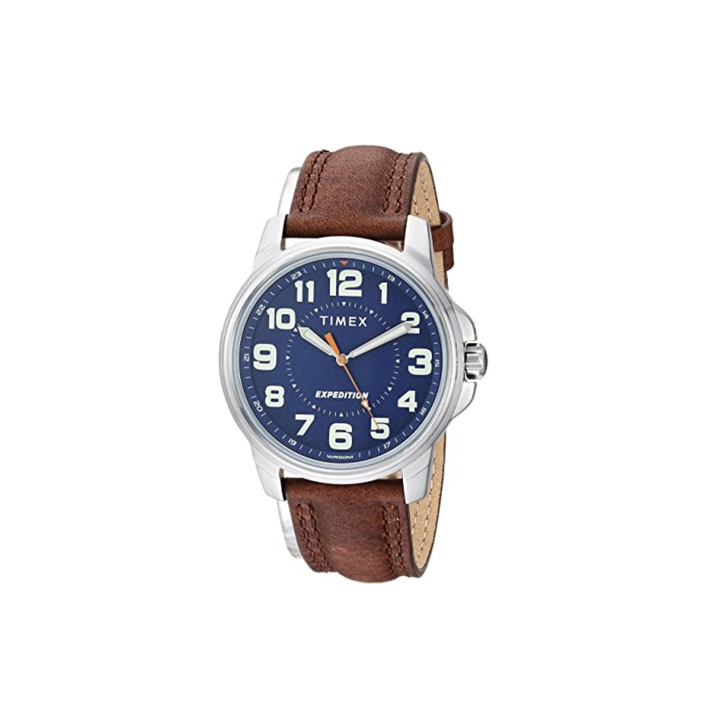 Timex Expedition Watch in Navy with Brown Leather Band