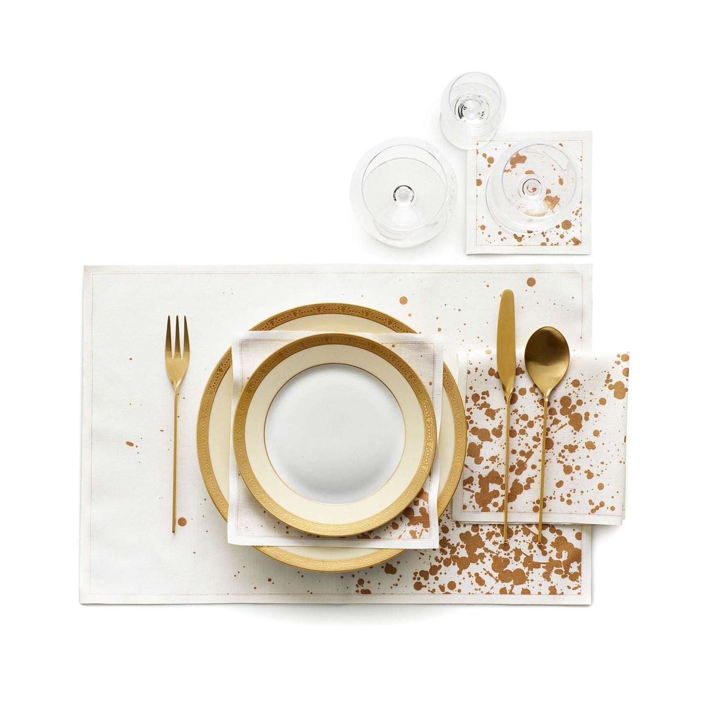 Golden Splash! Linen Dinner Napkins, 6pc.