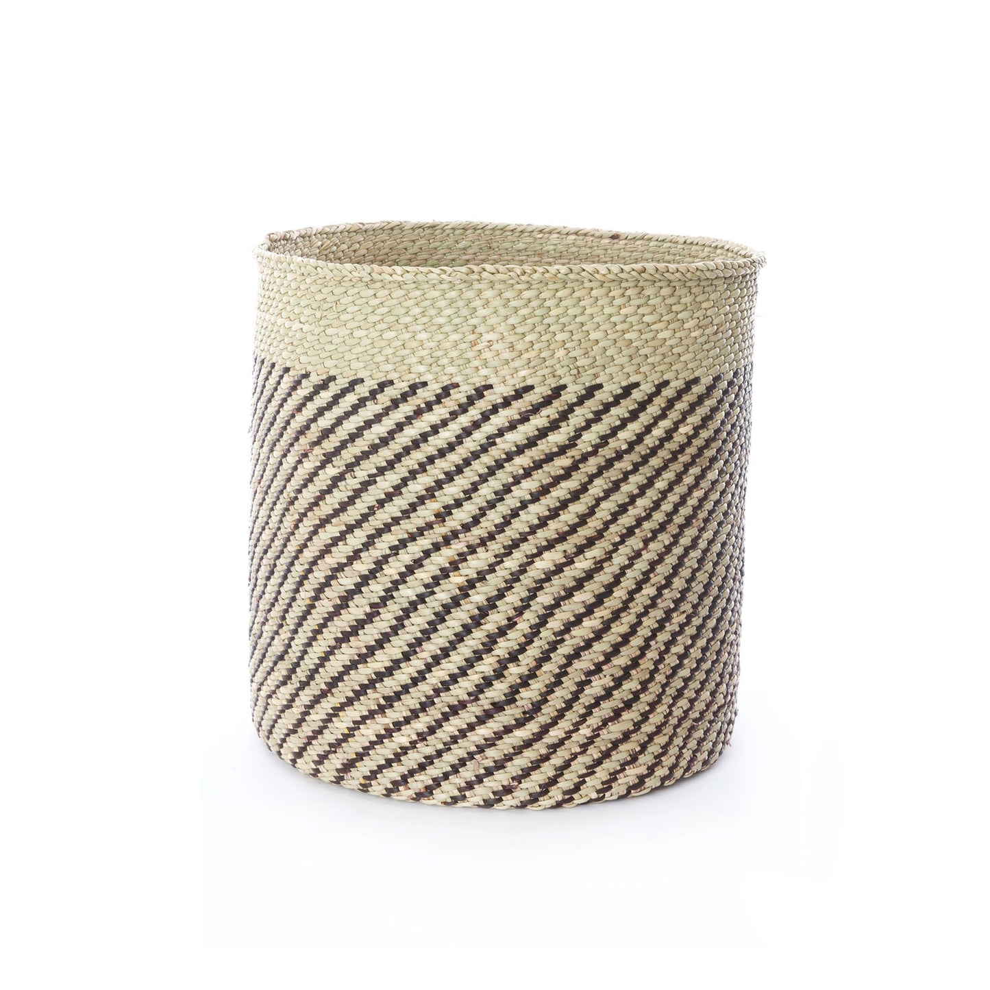 Iringa Basket with Diagonal Black Stripes, Large