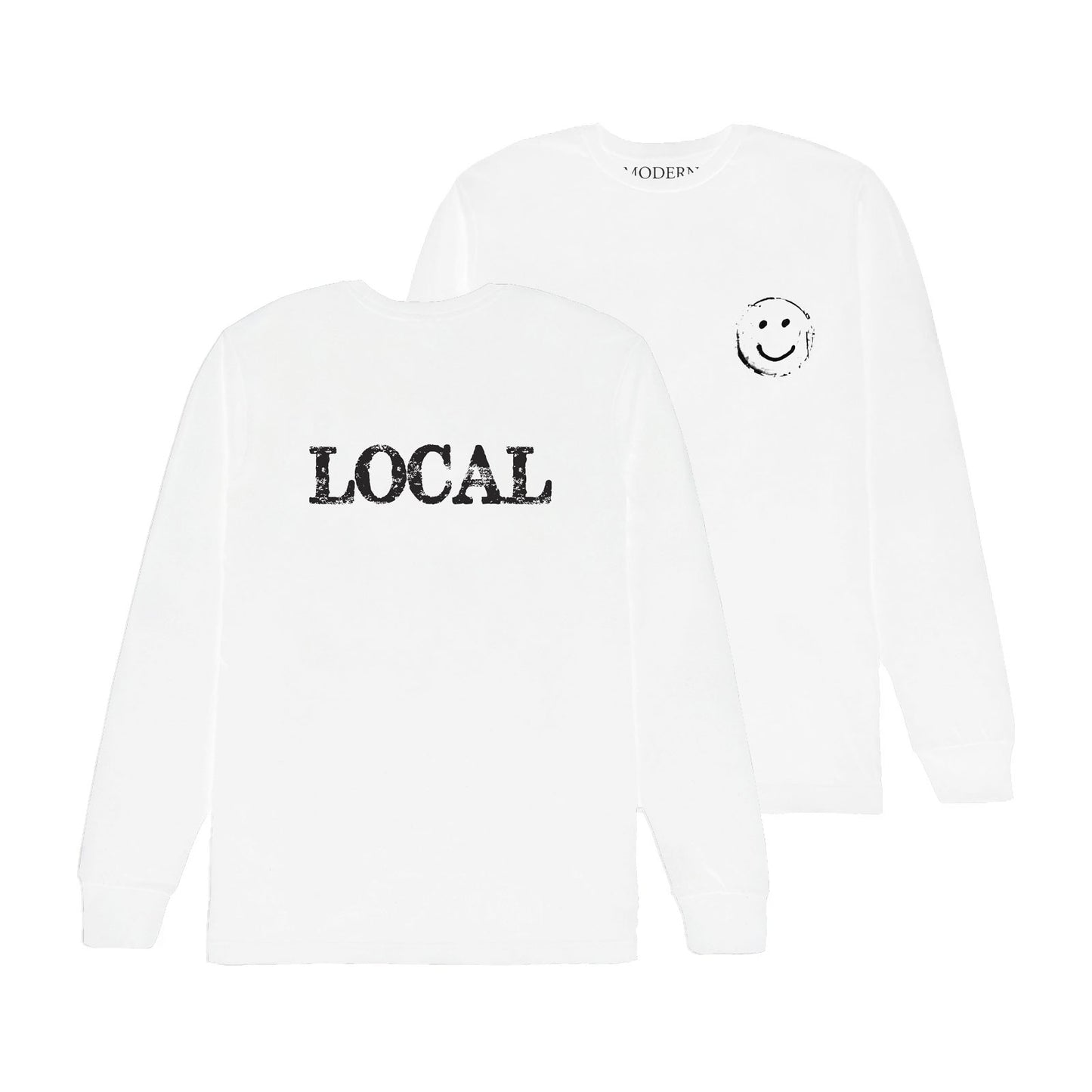 Modern General® Artwear Local / Smiley Long Sleeve T-Shirt in White