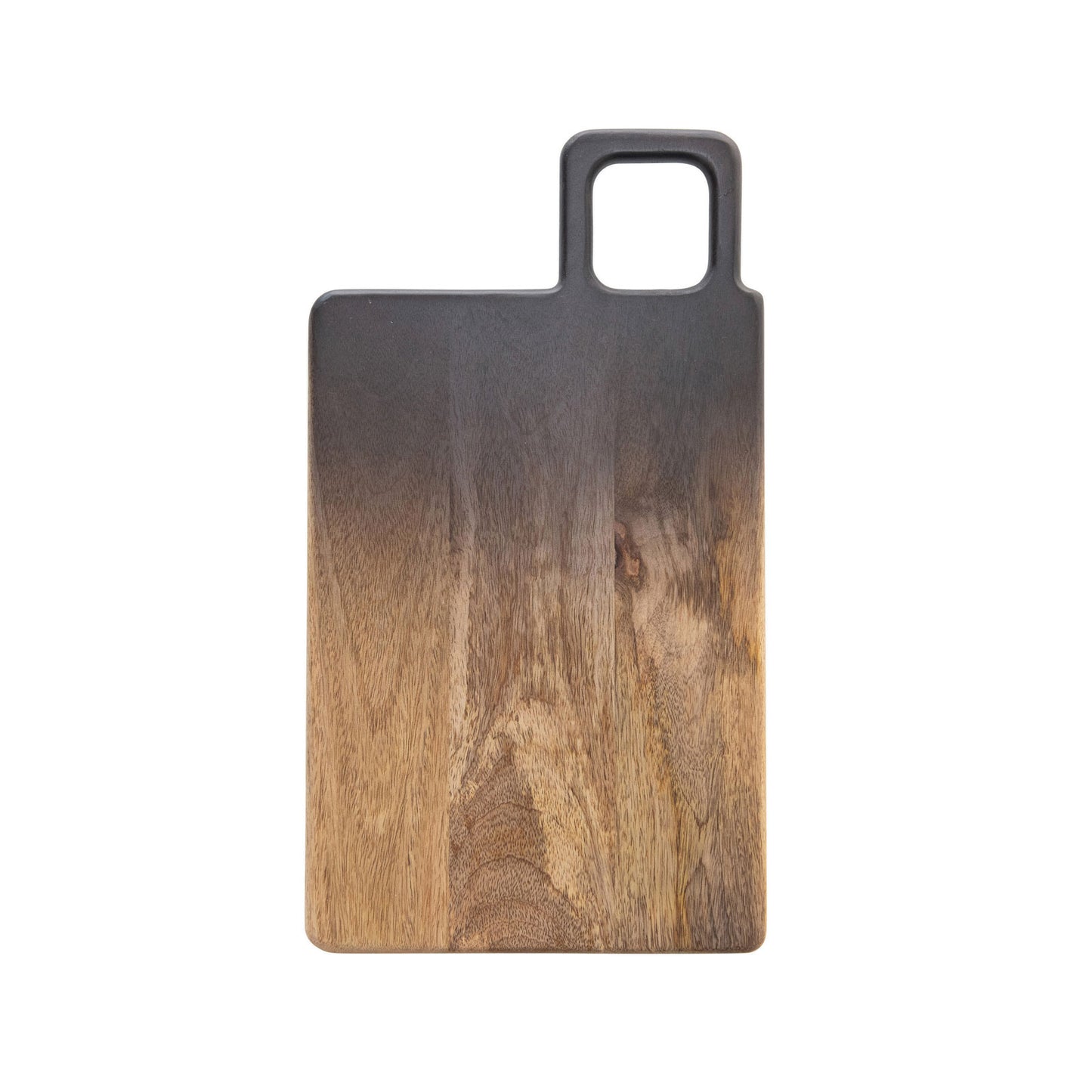 Mango Wood Board with Handle, Black & Natural Ombre