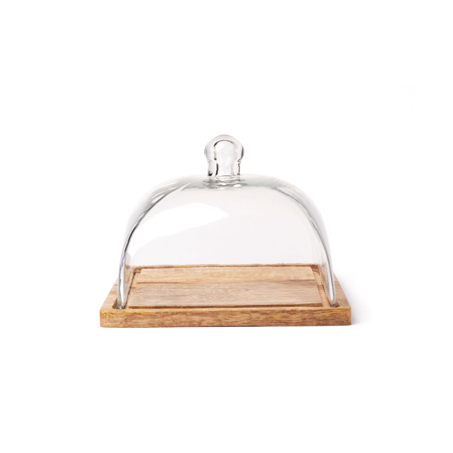 Mango Wood & Glass Food Dome / Plate