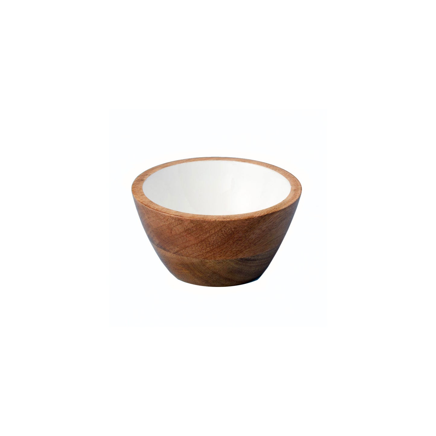 Mango Wood and White Enamel Bowl, Small