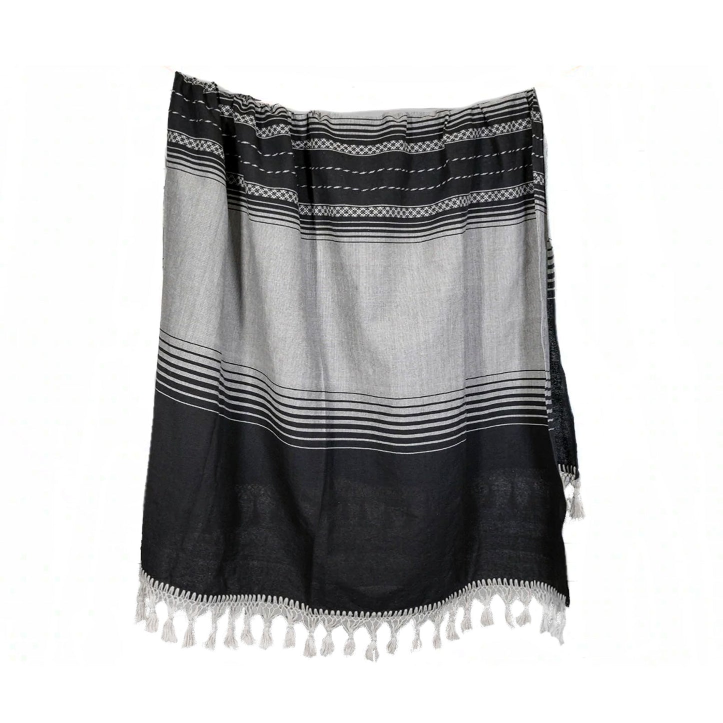 Mexican Handloomed Blanket, Black / Grey
