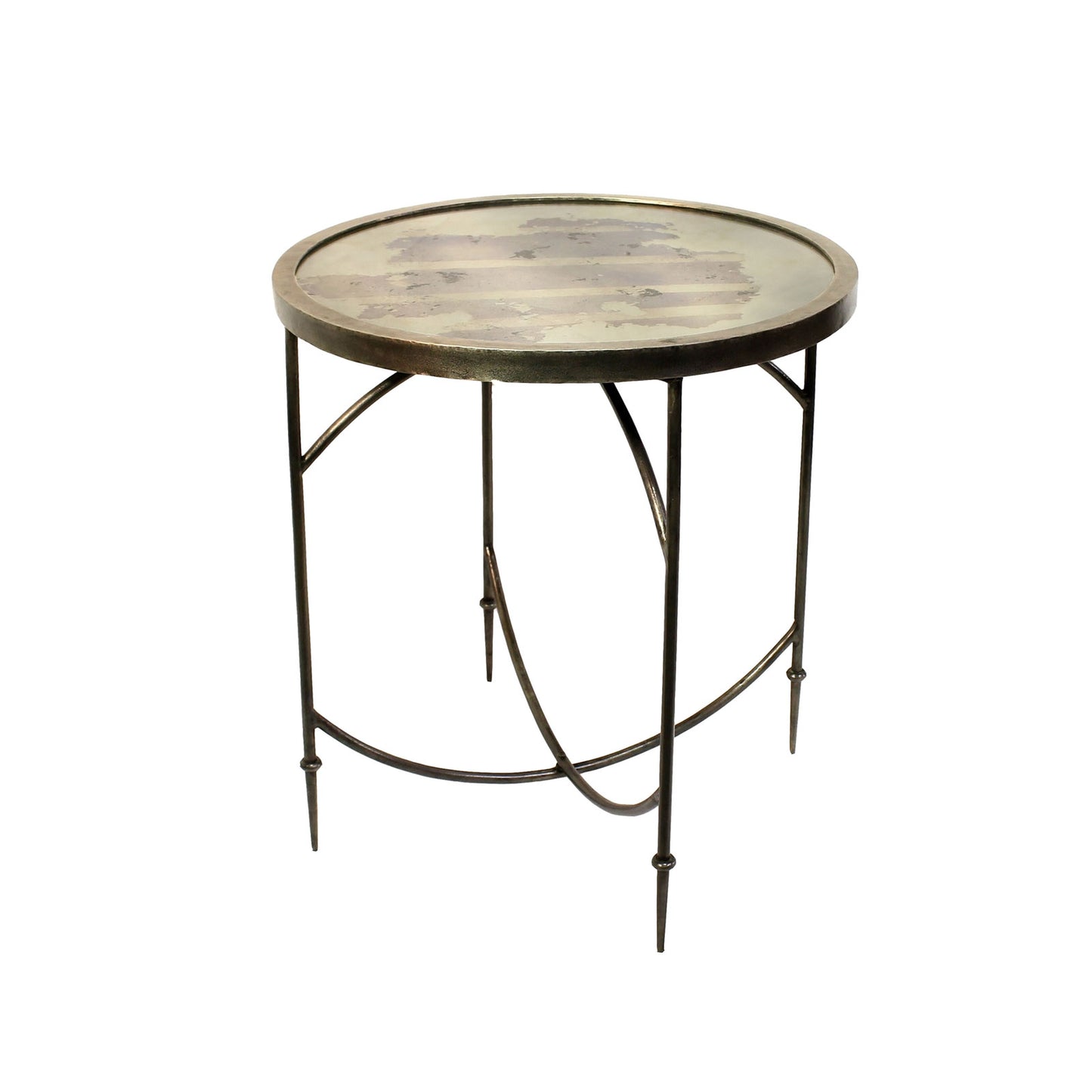 Mirrored Side Table in Antique Nickel (Pick Up / Local Delivery Only)