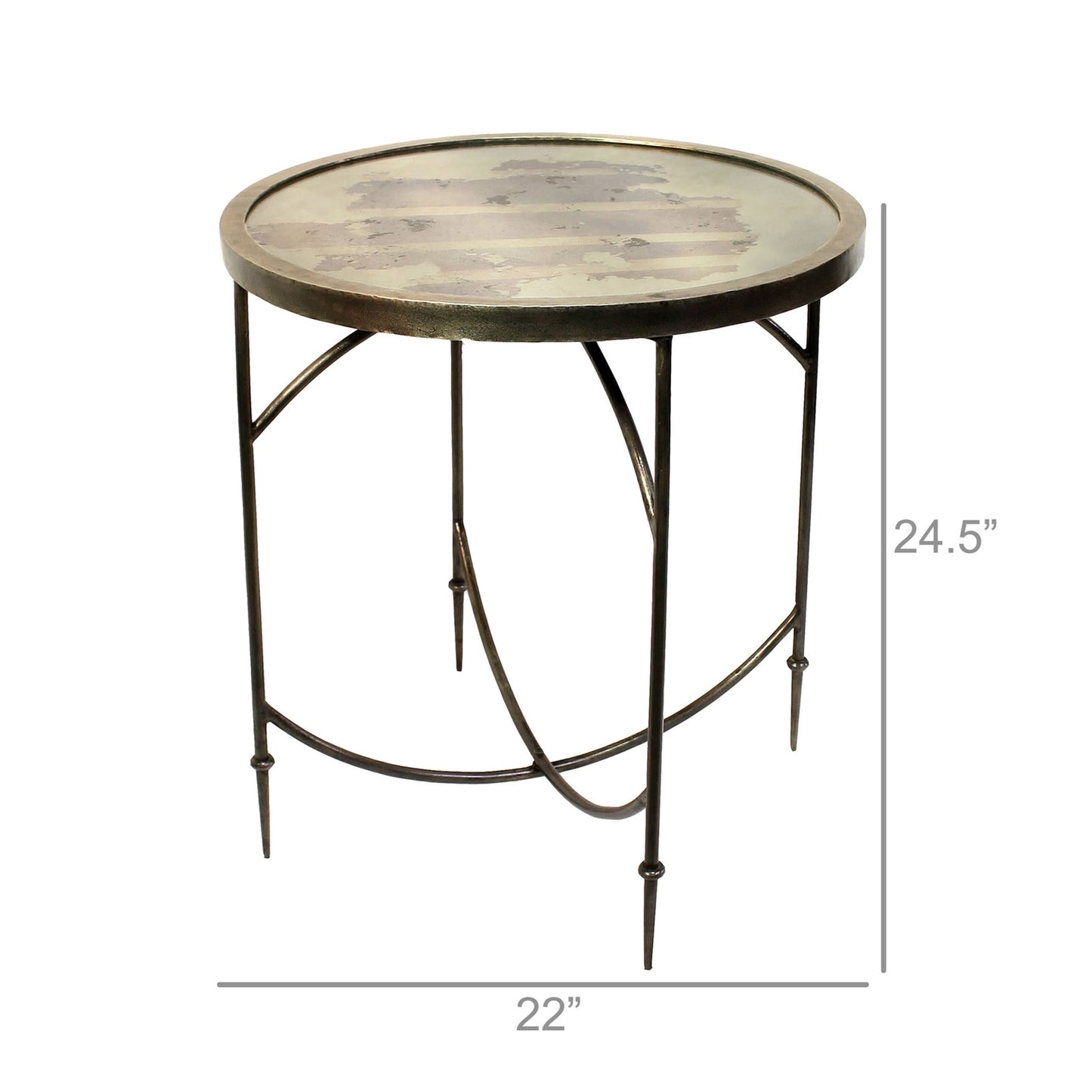 Mirrored Side Table in Antique Nickel (Pick Up / Local Delivery Only)