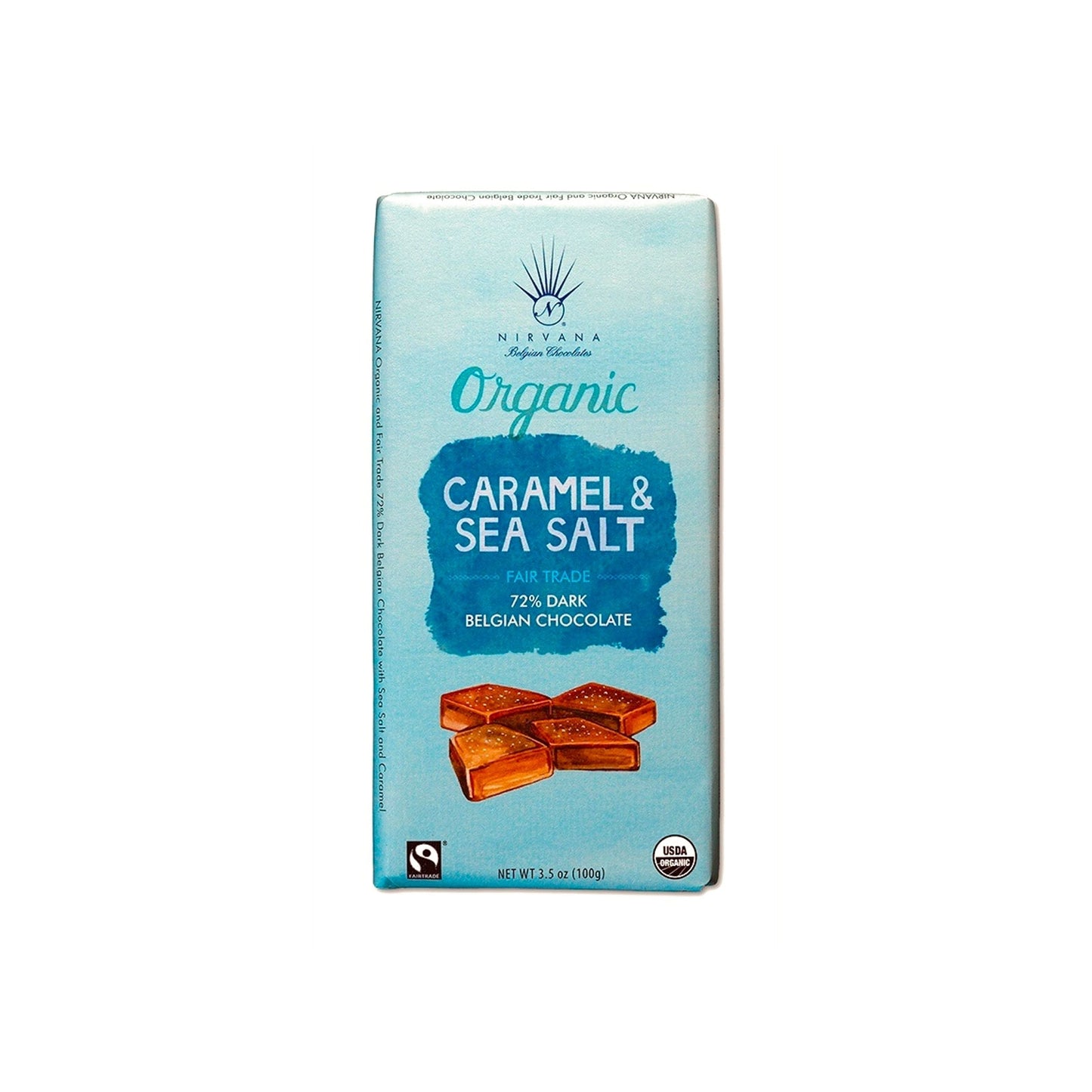 Nirvana Organic Dark Chocolate Bar, Caramel + Sea Salt