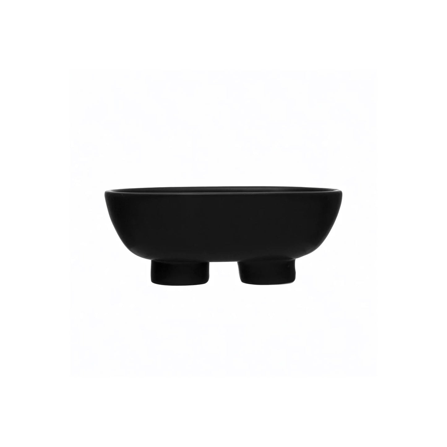 Oval Stoneware Footed Bowl in Black