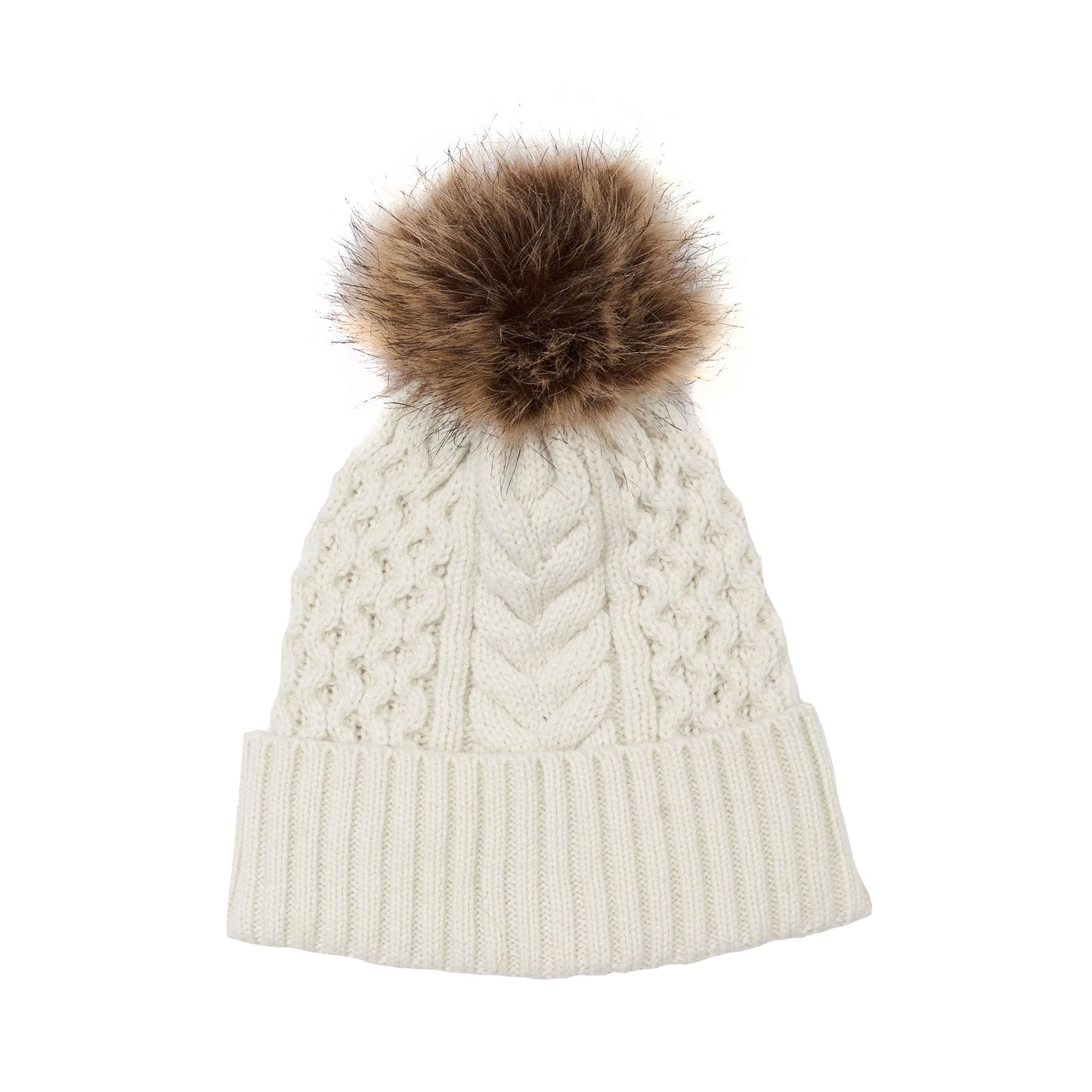 Recycled Cable Pom Hat in Ivory or Charcoal