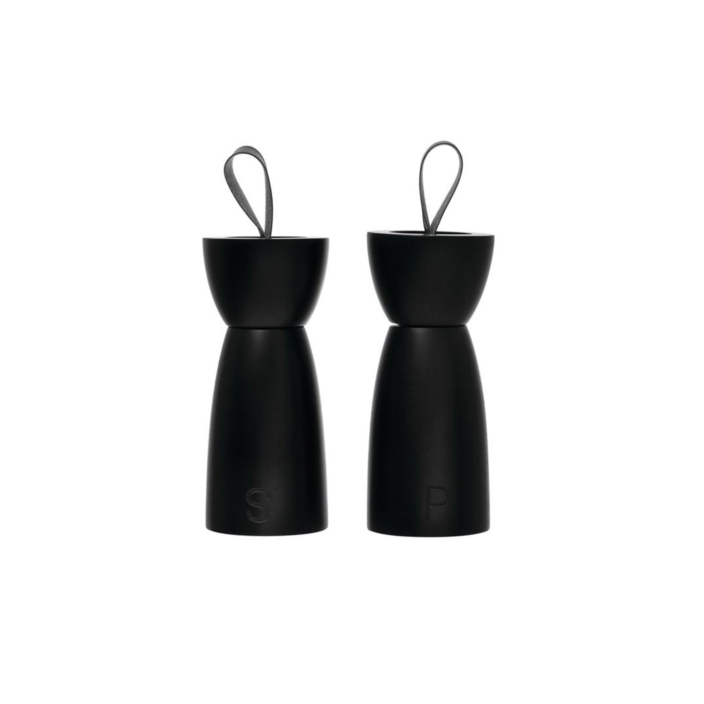 Rubber Wood Salt & Pepper Mills with Leather Handle