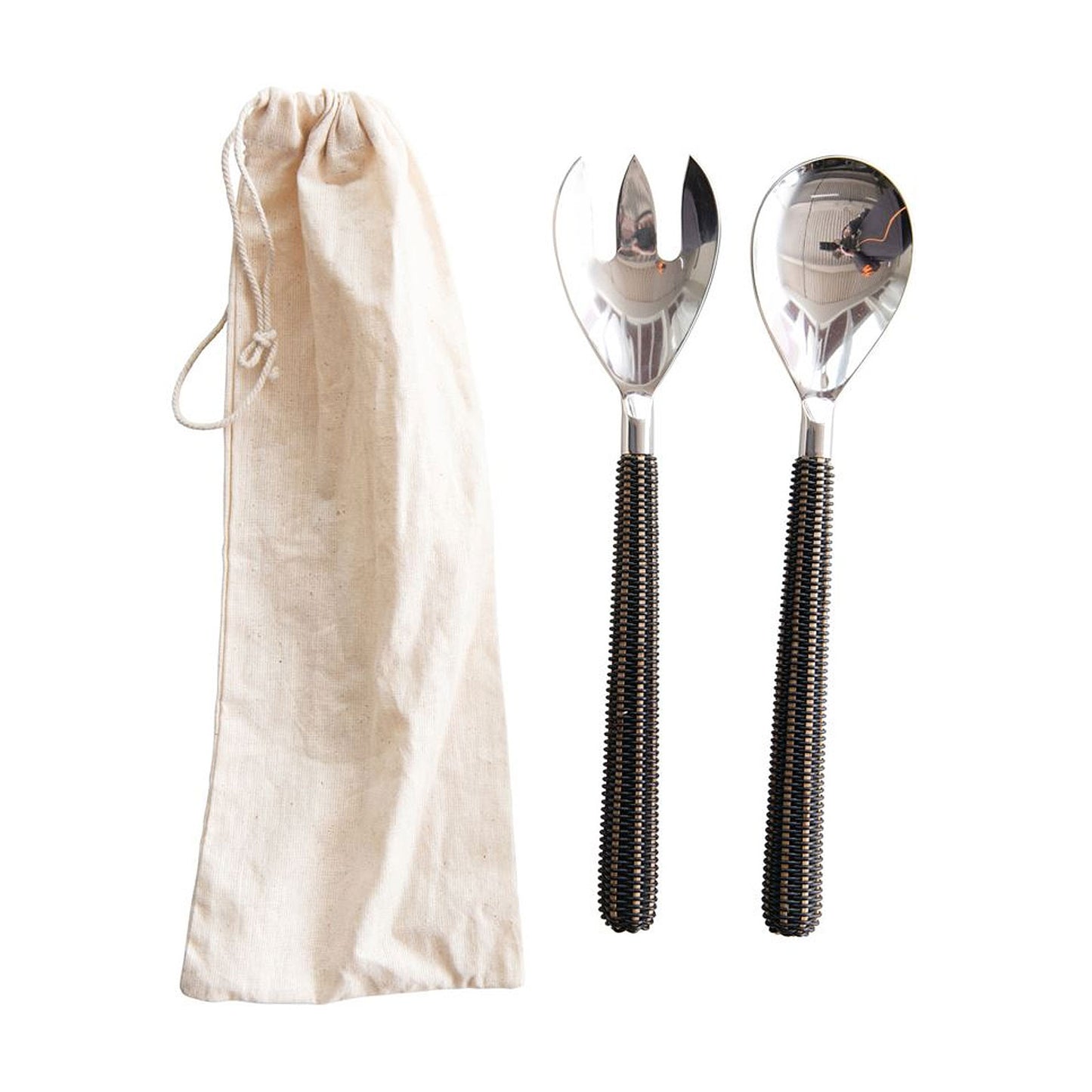 Stainless Steel Salad Servers, Woven Handle