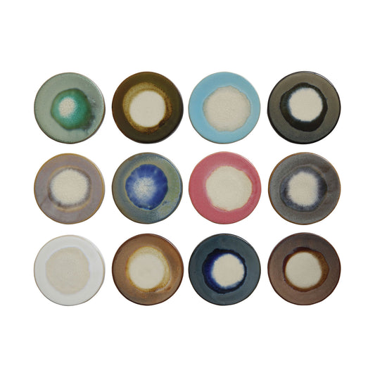 Stoneware Trivet with Reactive Glaze in Assorted Colors