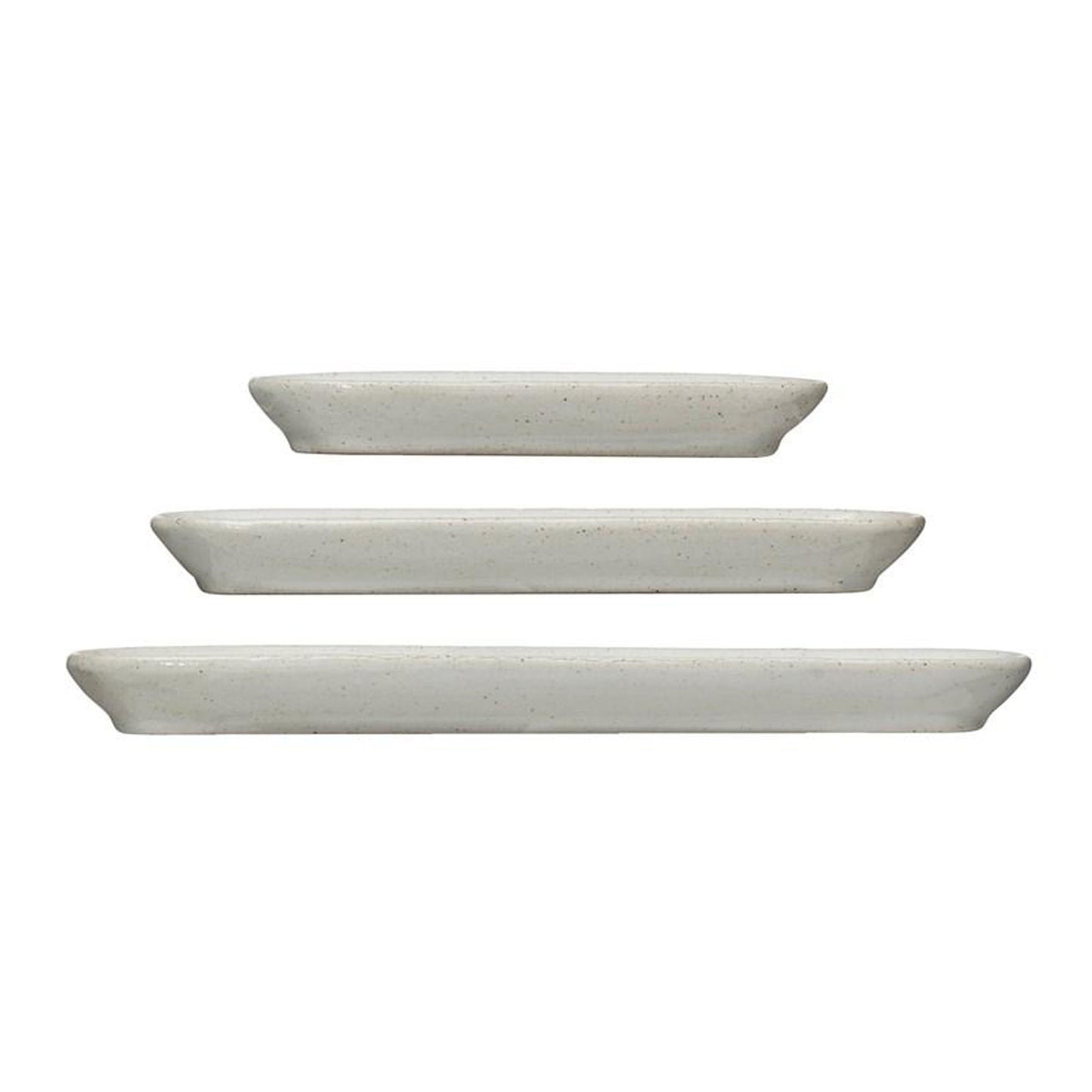 White Stoneware Trays, Set of 3