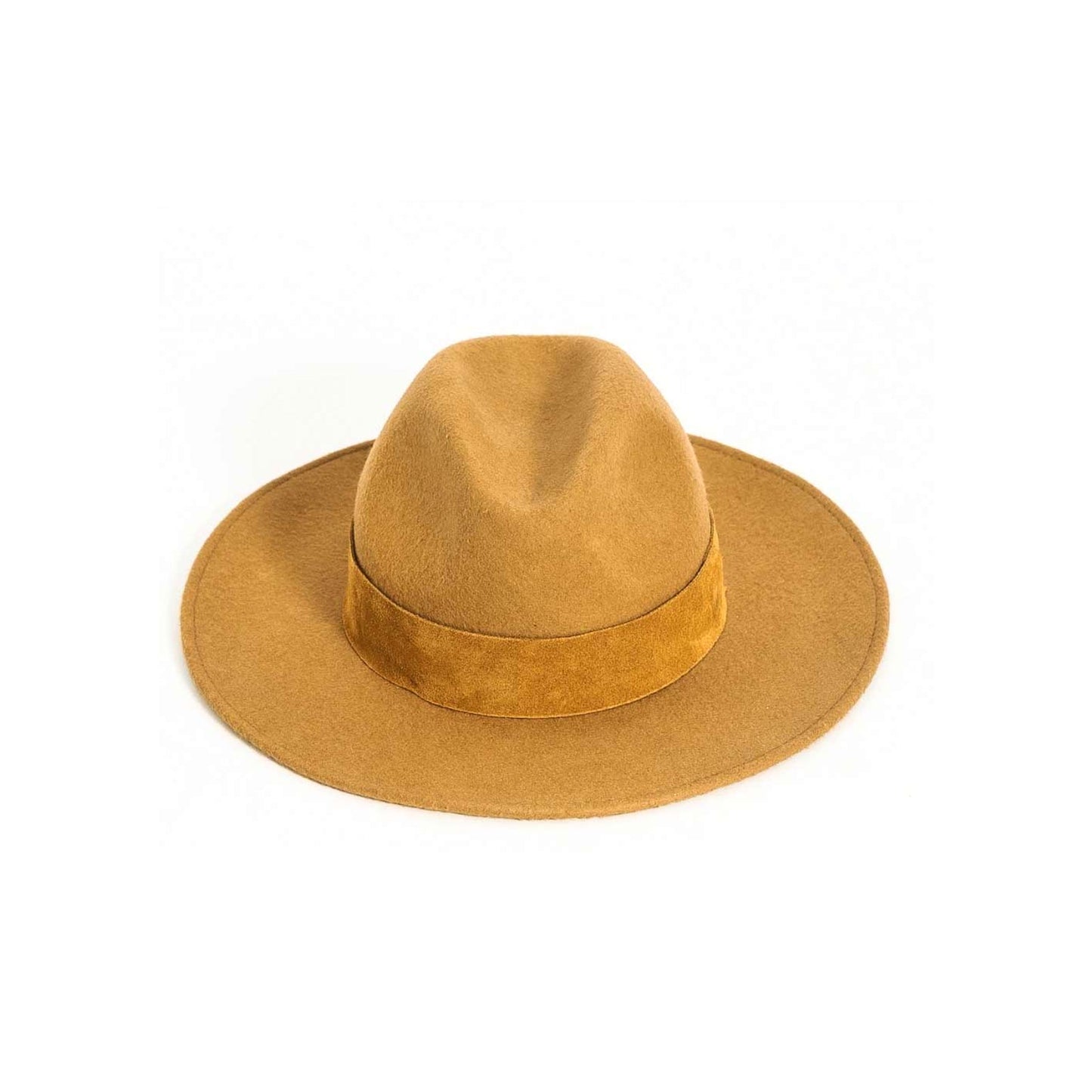 Wide Brimmed Felt Fedora Hat, Camel