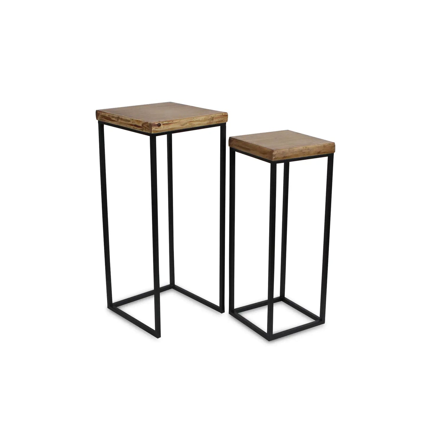 Wood Top Nesting Side Tables, Set of 2