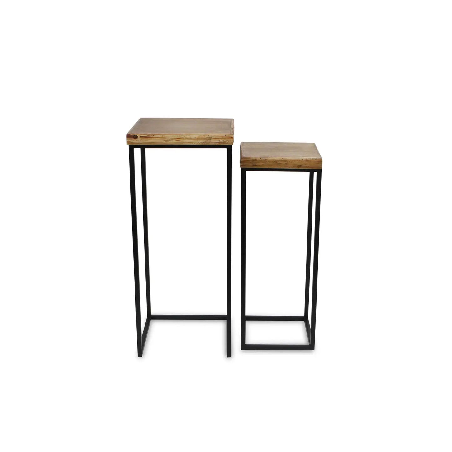 Wood Top Nesting Side Tables, Set of 2