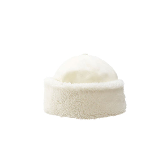 Wool Flannel Faux Fur Beanie